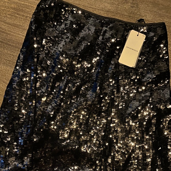 Emporia Armani black sequence skirt size 42 NWT ($425). I am open to negotiating - Picture 1 of 5